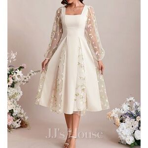 JJs House Cream Floral Midi Dress